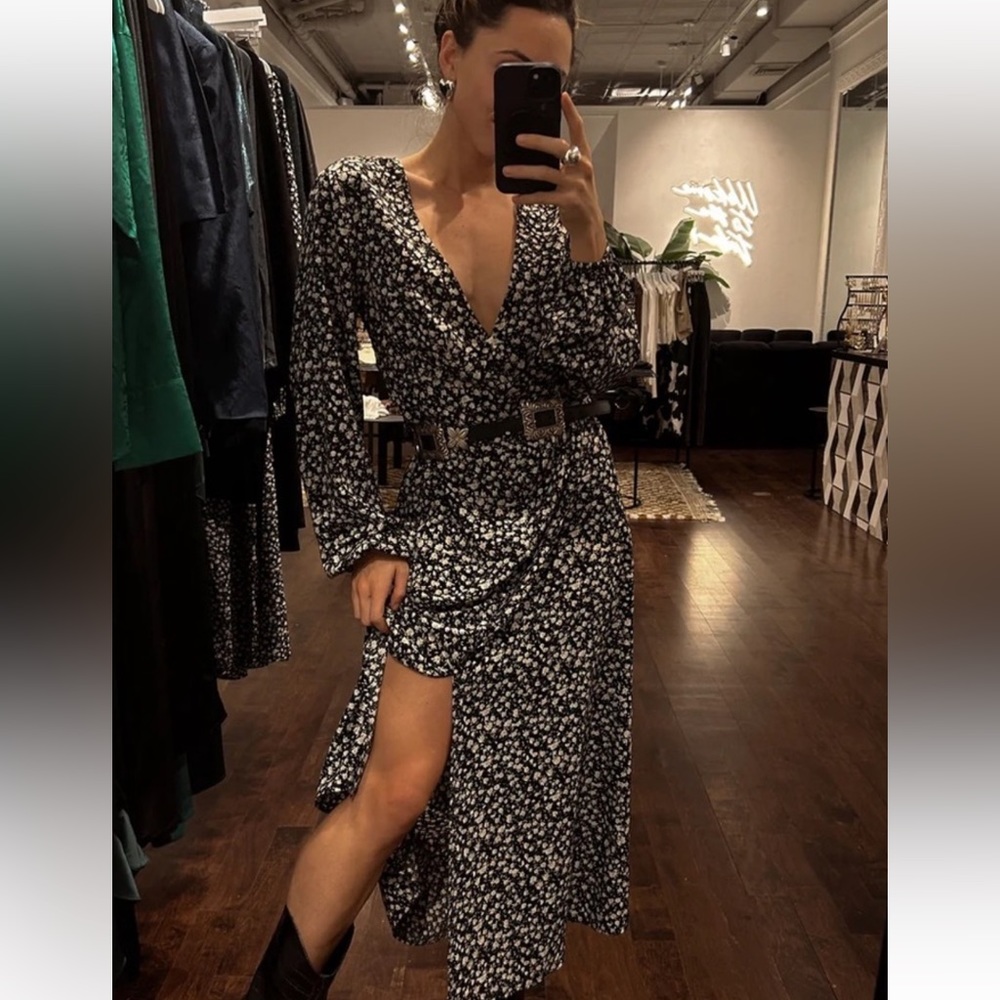 12th Tribe Corrine Black Floral Maxi Dress XS